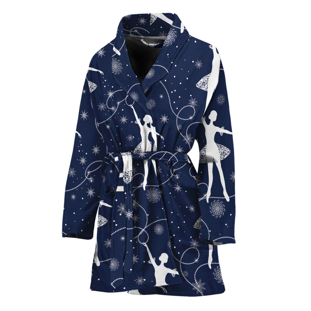 Snowflake Ballet Pattern Print Women's Bathrobe