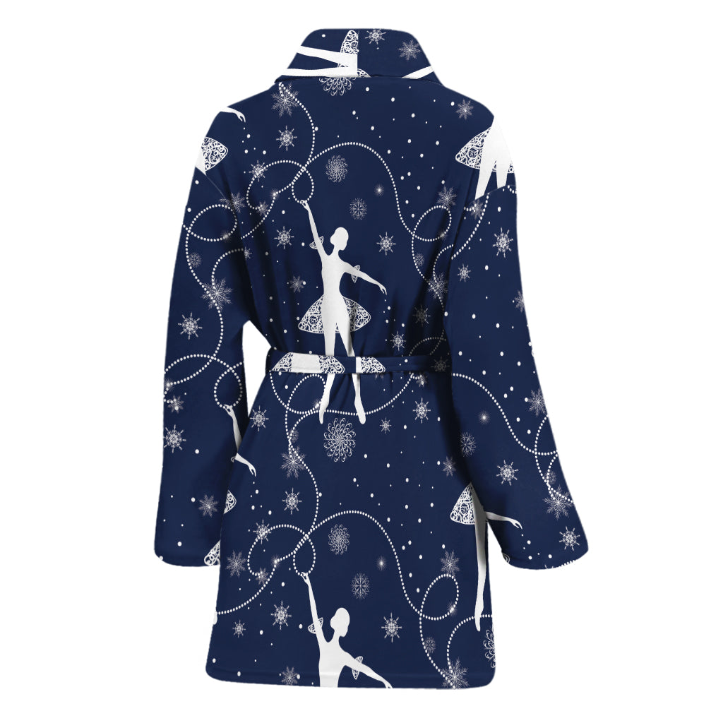 Snowflake Ballet Pattern Print Women's Bathrobe