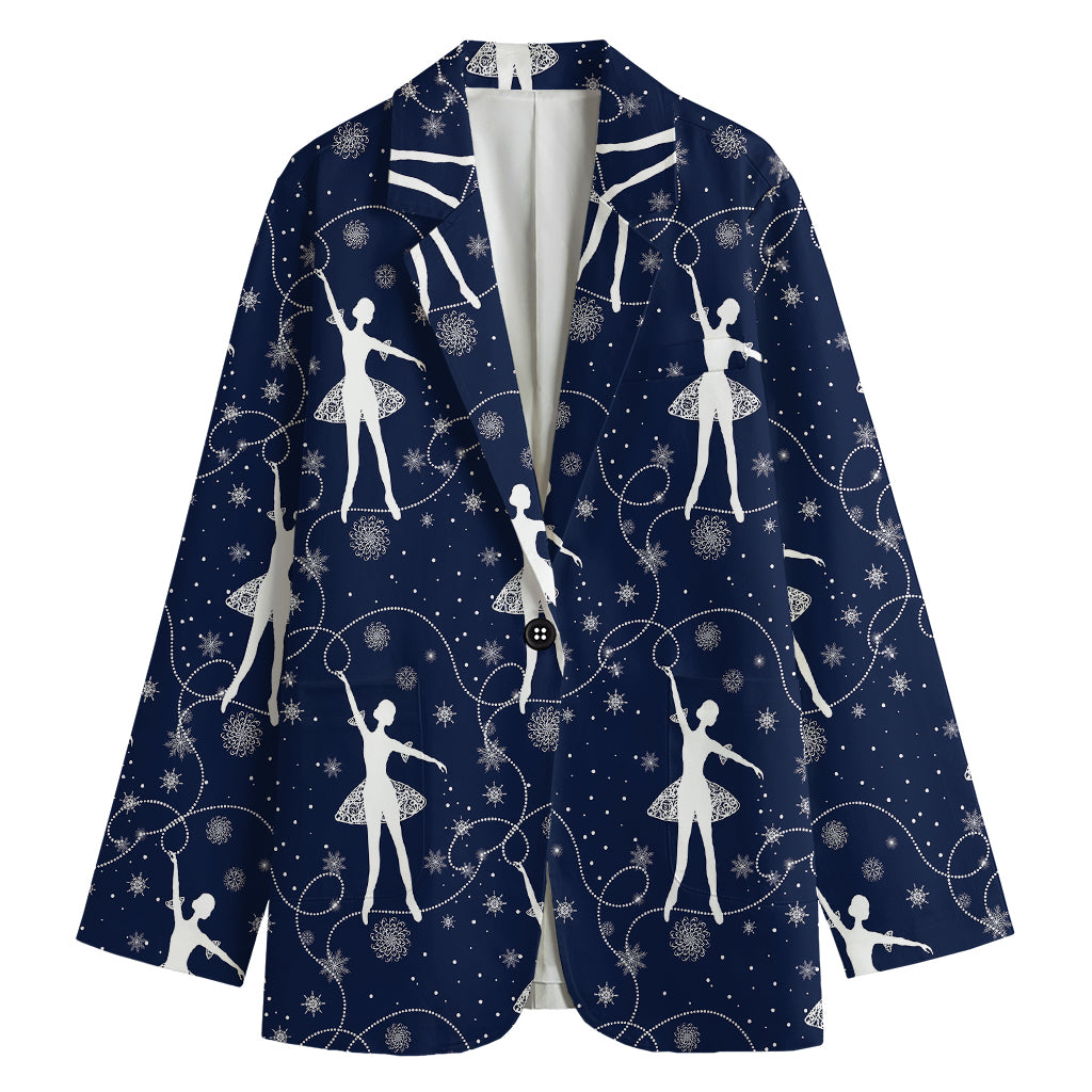 Snowflake Ballet Pattern Print Women's Blazer