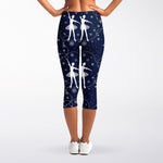 Snowflake Ballet Pattern Print Women's Capri Leggings