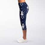 Snowflake Ballet Pattern Print Women's Capri Leggings