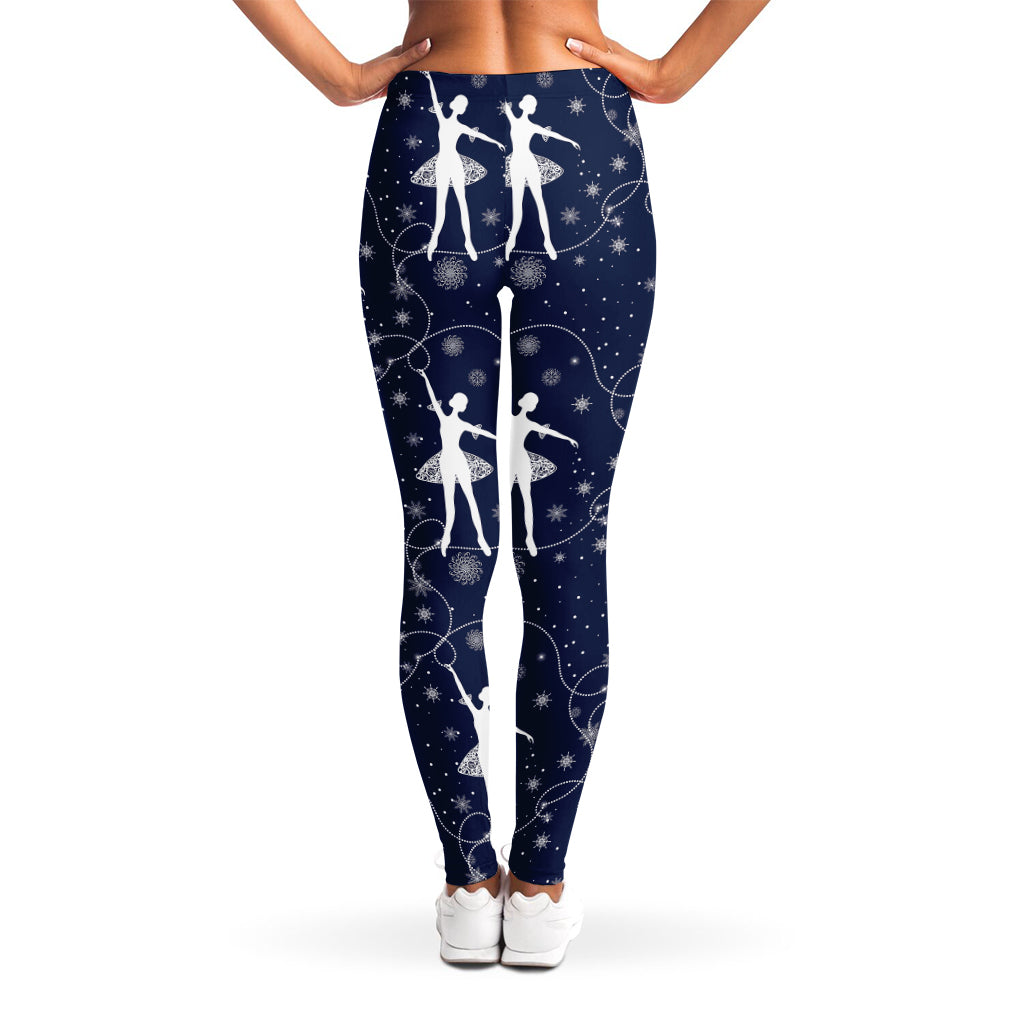 Snowflake Ballet Pattern Print Women's Leggings