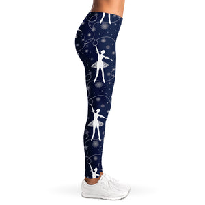 Snowflake Ballet Pattern Print Women's Leggings