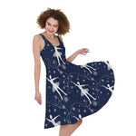 Snowflake Ballet Pattern Print Women's Sleeveless Dress