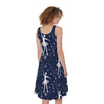 Snowflake Ballet Pattern Print Women's Sleeveless Dress
