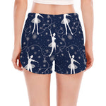 Snowflake Ballet Pattern Print Women's Split Running Shorts