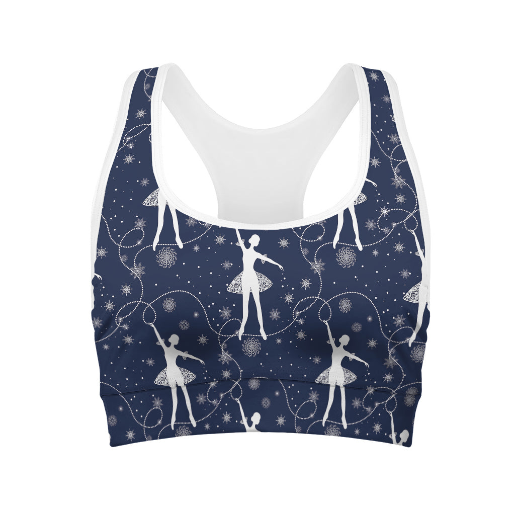 Snowflake Ballet Pattern Print Women's Sports Bra