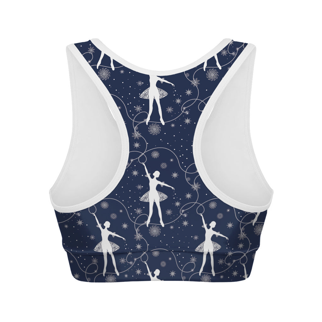 Snowflake Ballet Pattern Print Women's Sports Bra