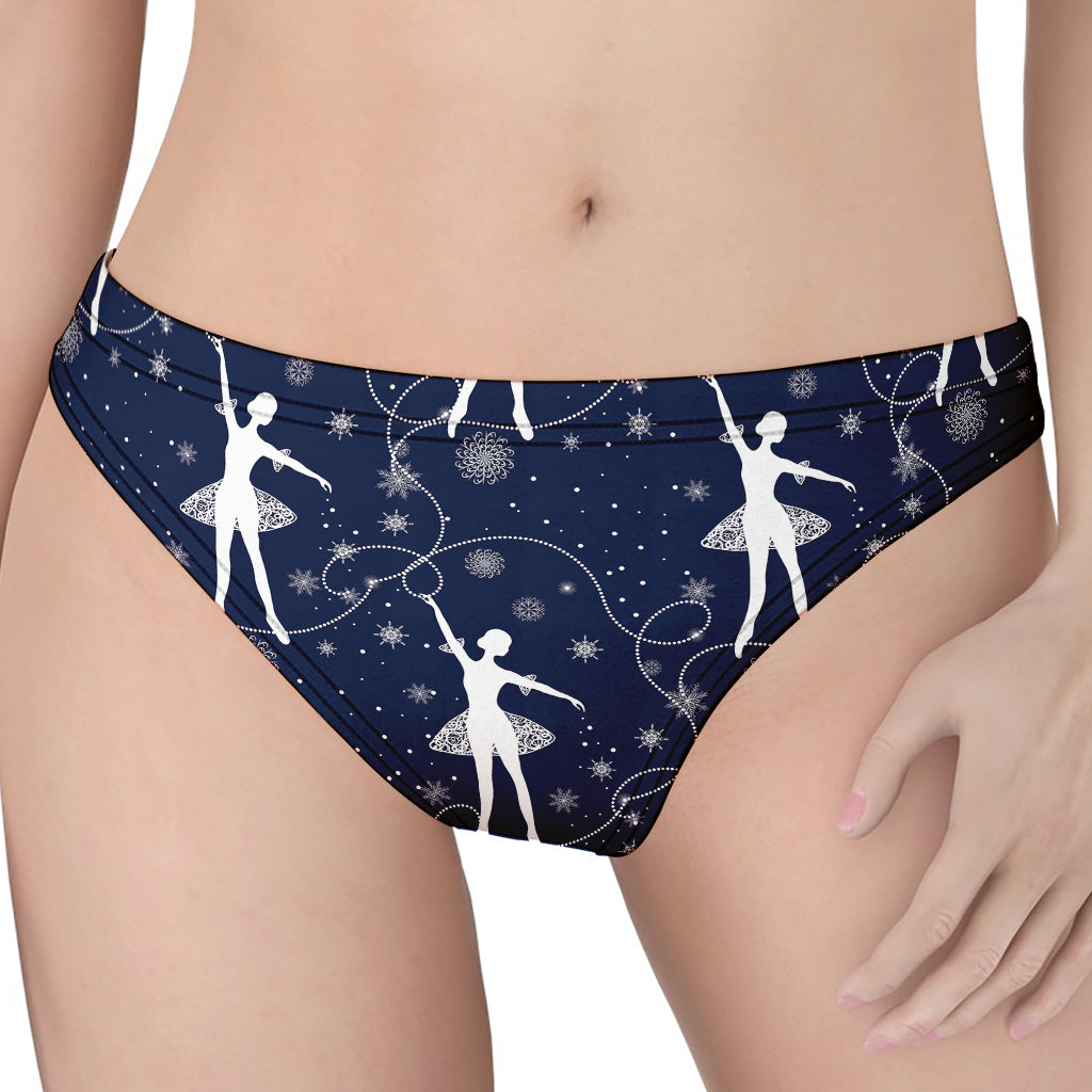 Snowflake Ballet Pattern Print Women's Thong