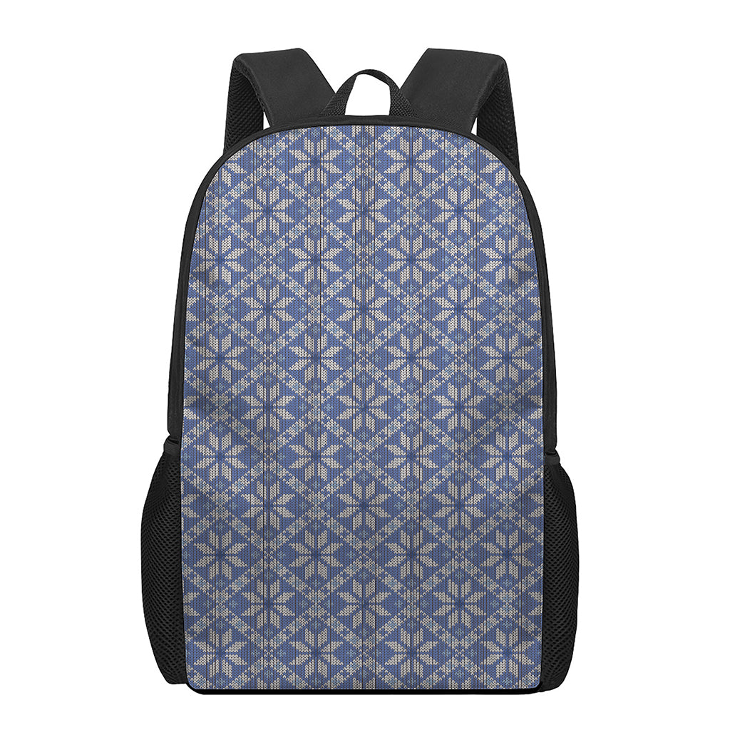Snowflakes Knitted Pattern Print 17 Inch Backpack