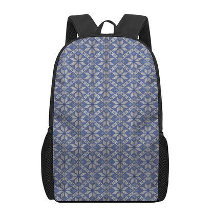 Snowflakes Knitted Pattern Print 17 Inch Backpack