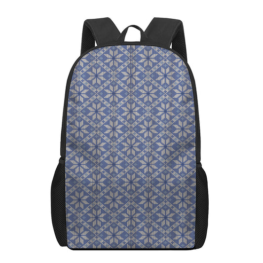 Snowflakes Knitted Pattern Print 17 Inch Backpack