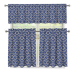 Snowflakes Knitted Pattern Print 3 Piece Kitchen Curtains