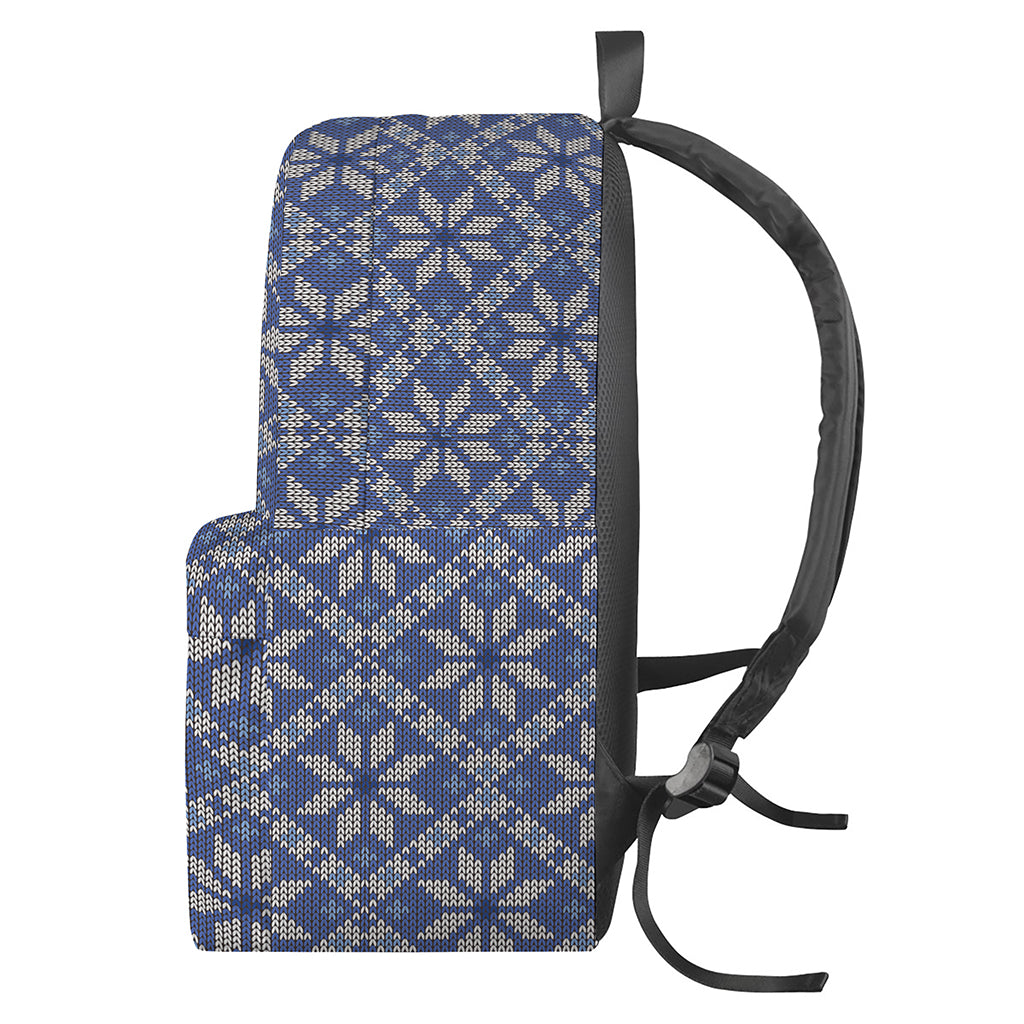 Snowflakes Knitted Pattern Print Backpack