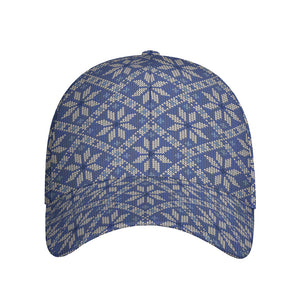 Snowflakes Knitted Pattern Print Baseball Cap