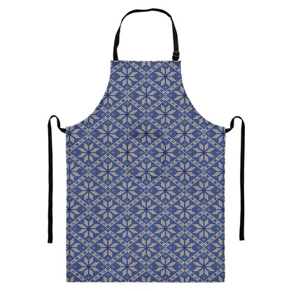 Snowflakes Knitted Pattern Print Bib Apron With Pocket