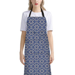 Snowflakes Knitted Pattern Print Bib Apron With Pocket