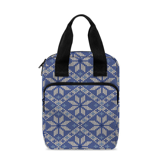 Snowflakes Knitted Pattern Print Bible Tote Bag