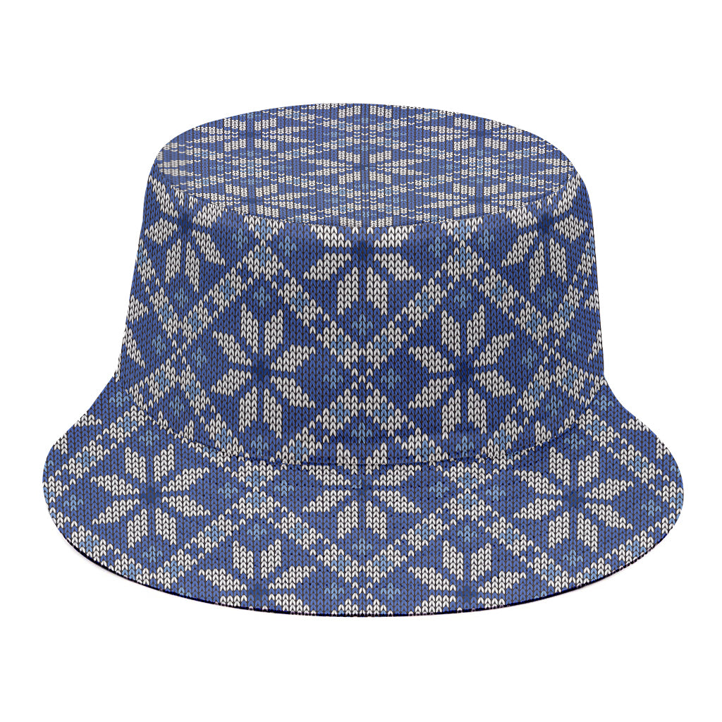 Snowflakes Knitted Pattern Print Bucket Hat