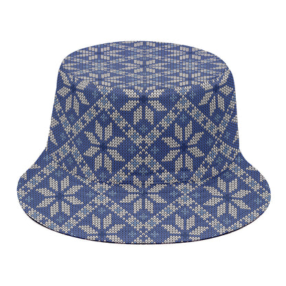 Snowflakes Knitted Pattern Print Bucket Hat