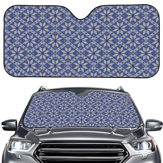 Snowflakes Knitted Pattern Print Car Windshield Sun Shade
