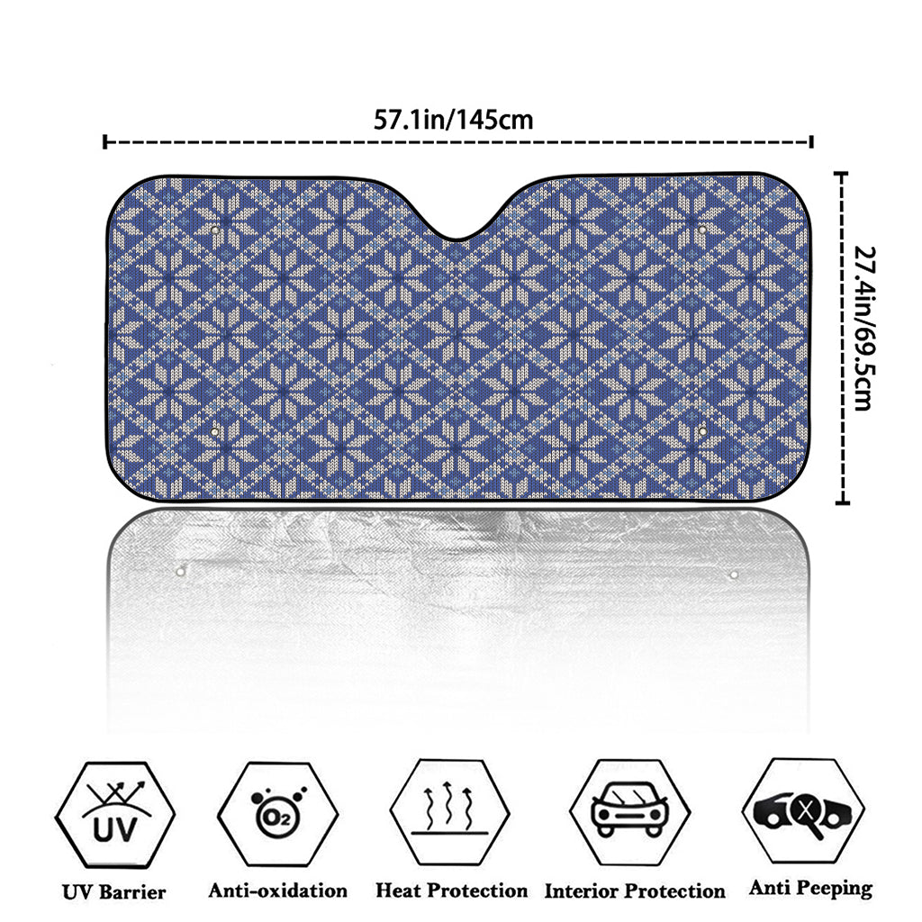 Snowflakes Knitted Pattern Print Car Windshield Sun Shade