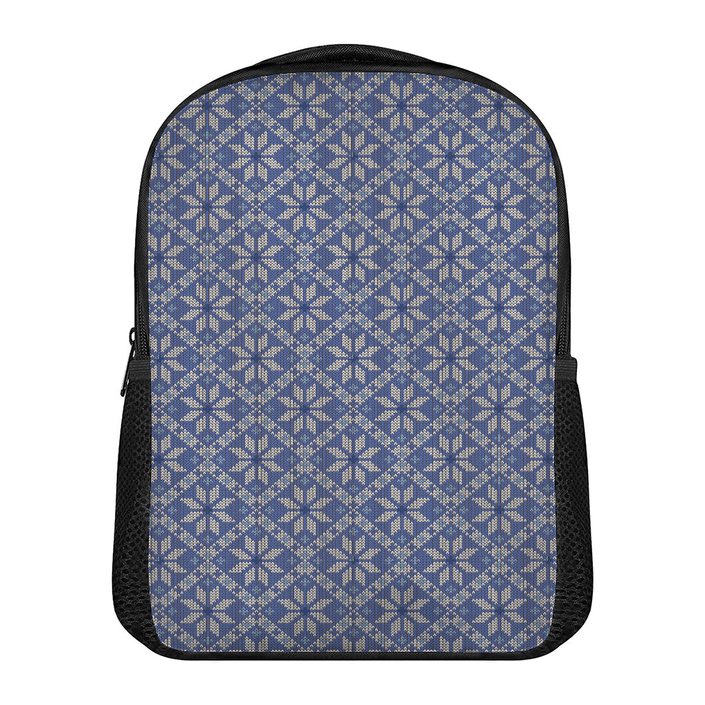 Snowflakes Knitted Pattern Print Casual Backpack
