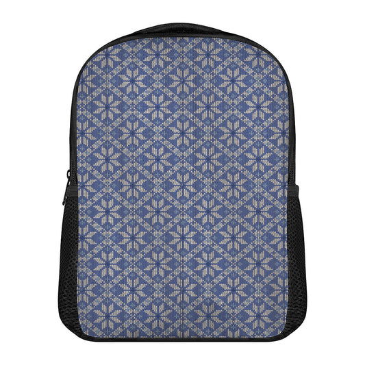 Snowflakes Knitted Pattern Print Casual Backpack