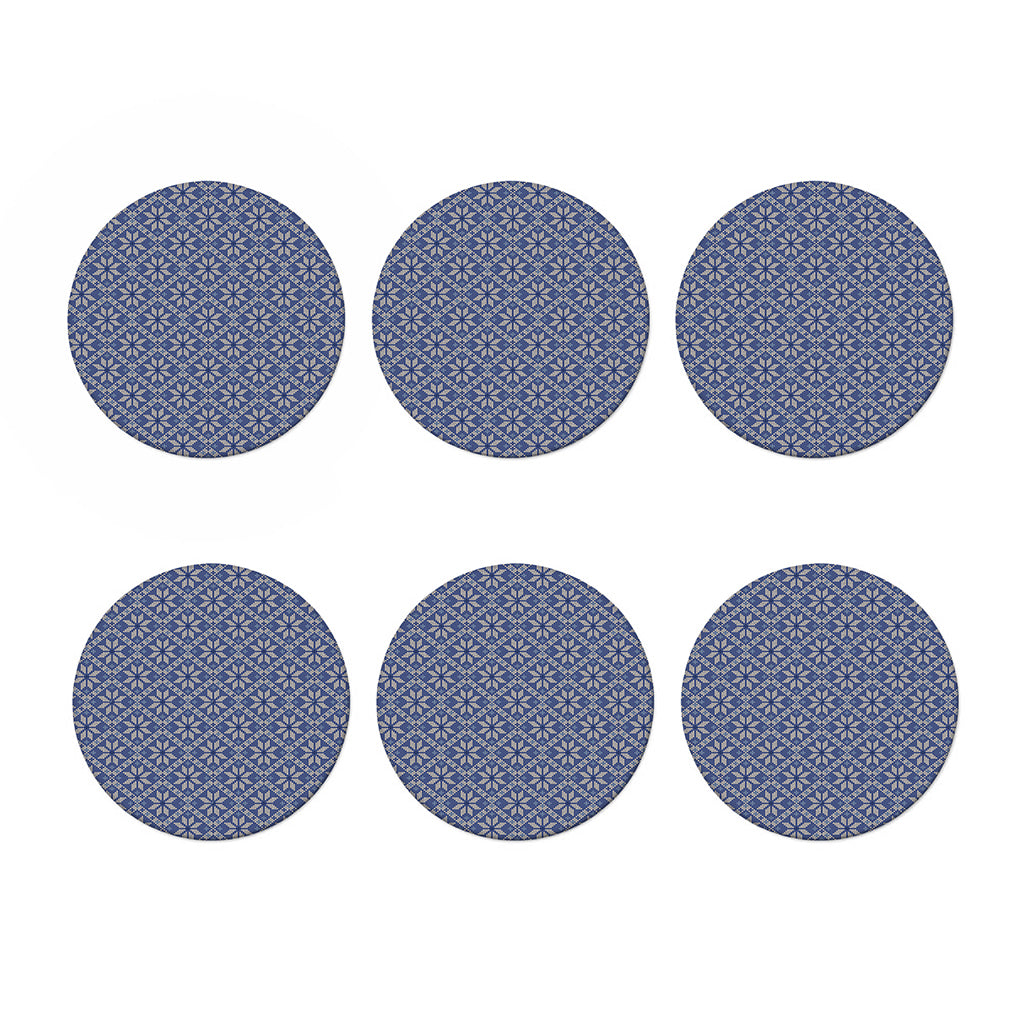 Snowflakes Knitted Pattern Print Coaster Set