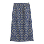 Snowflakes Knitted Pattern Print Cotton Front Slit Maxi Skirt