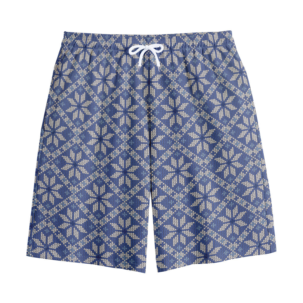 Snowflakes Knitted Pattern Print Cotton Shorts