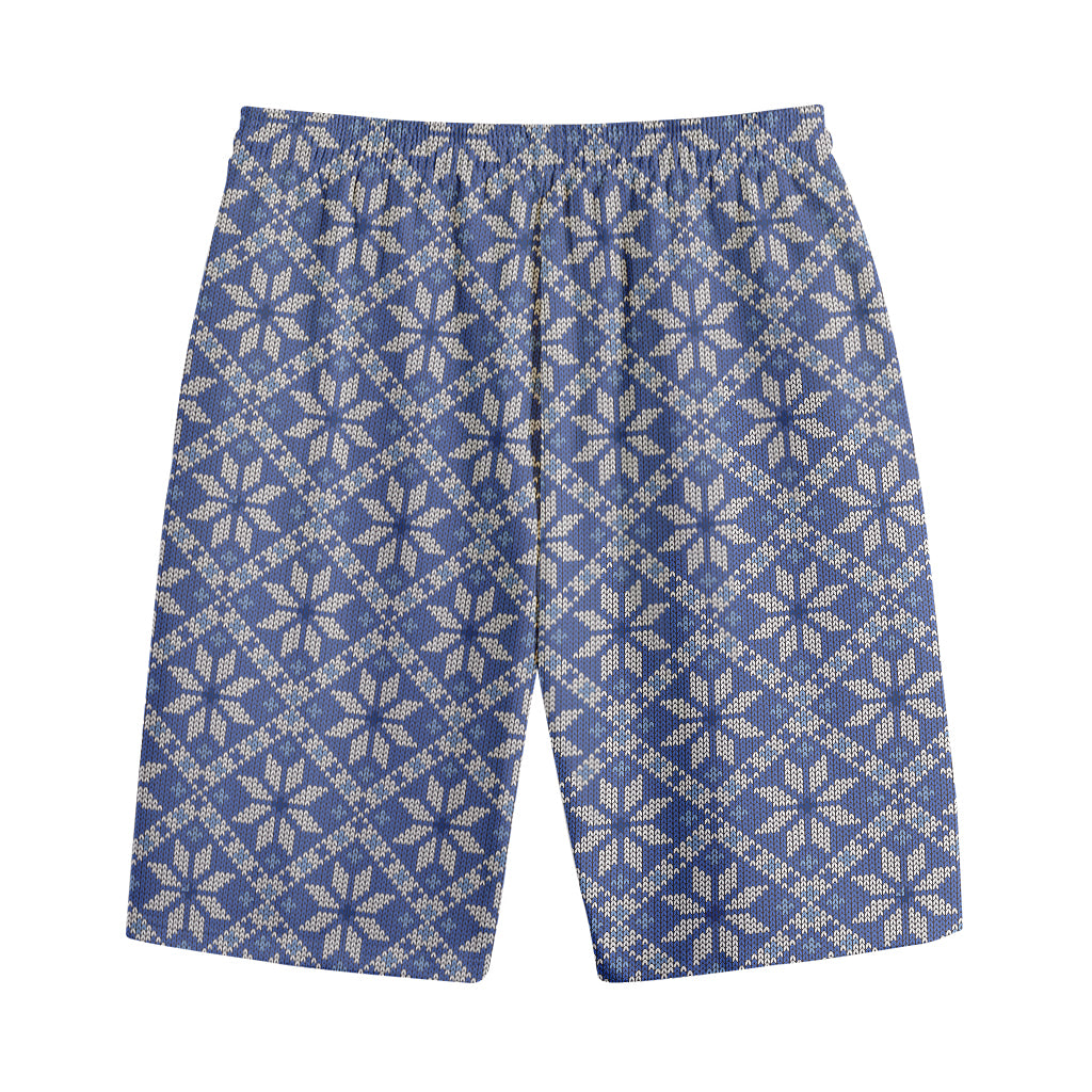 Snowflakes Knitted Pattern Print Cotton Shorts