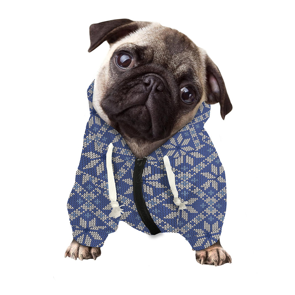 Snowflakes Knitted Pattern Print Dog Zip Up Hoodie