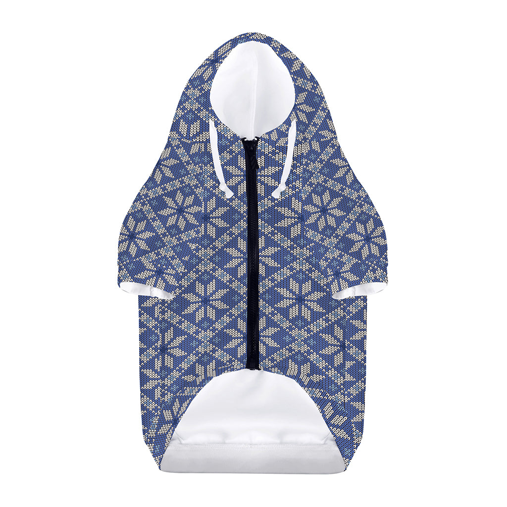 Snowflakes Knitted Pattern Print Dog Zip Up Hoodie