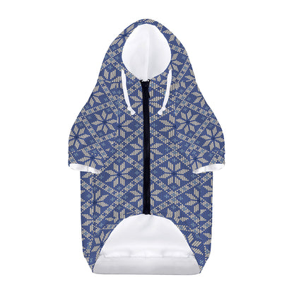 Snowflakes Knitted Pattern Print Dog Zip Up Hoodie