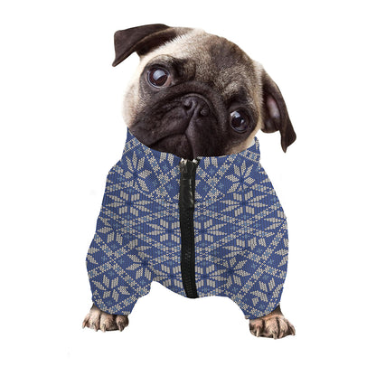Snowflakes Knitted Pattern Print Dog Zip Up Jacket