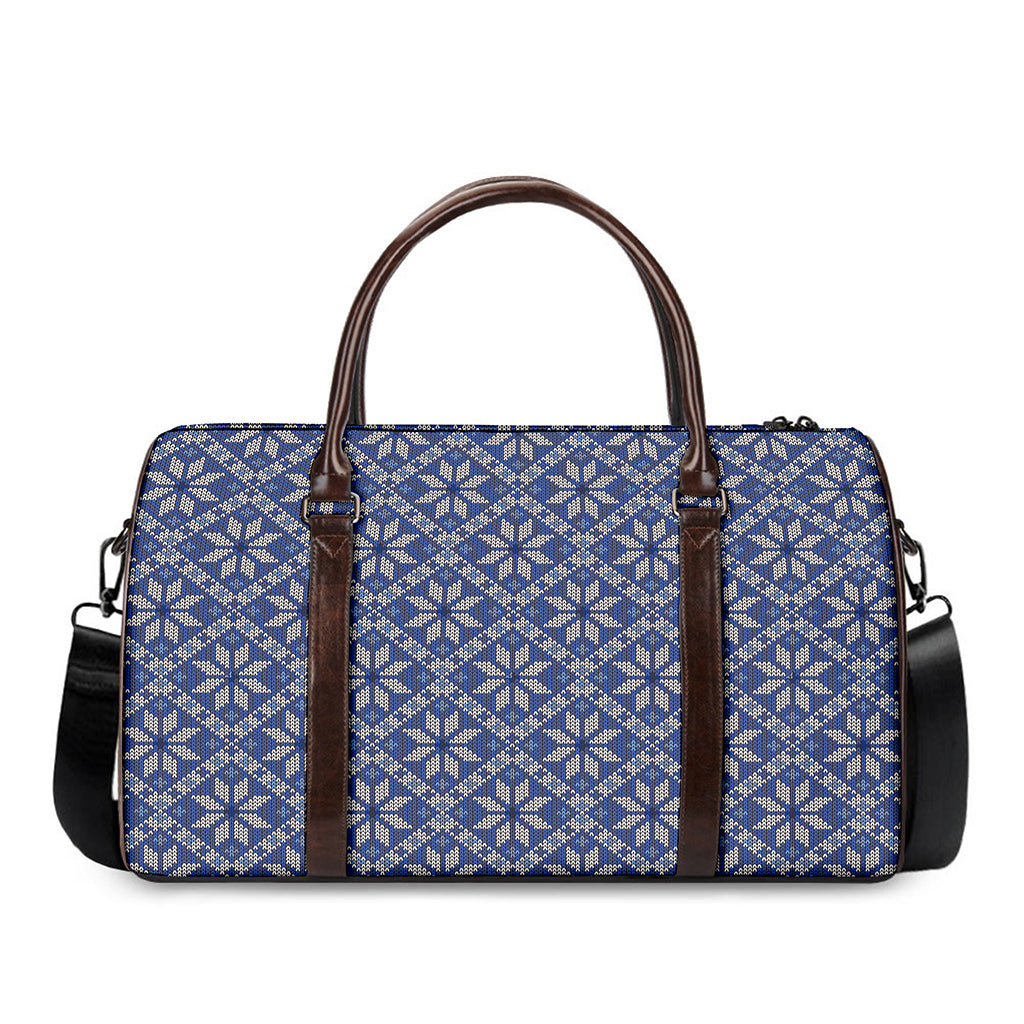 Snowflakes Knitted Pattern Print Duffle Bag