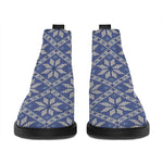 Snowflakes Knitted Pattern Print Flat Ankle Boots