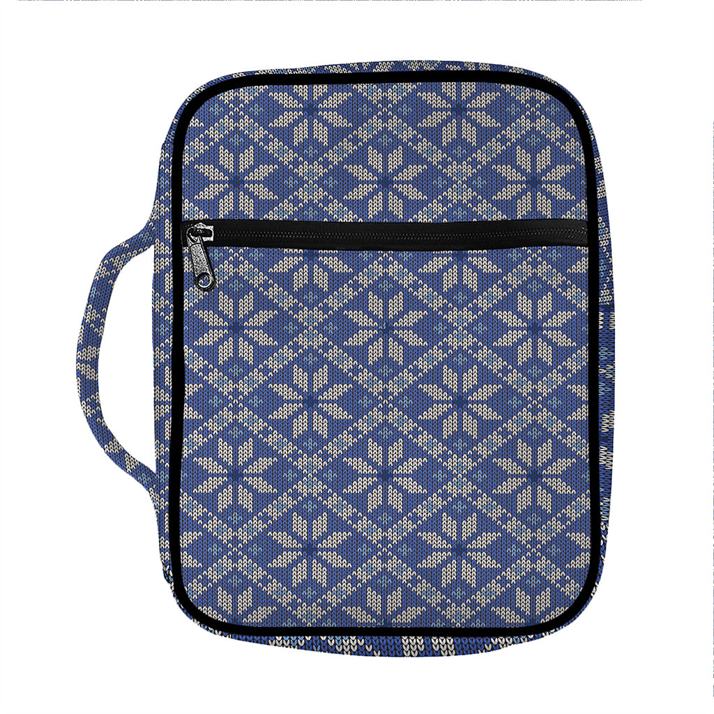 Snowflakes Knitted Pattern Print Front Pocket Bible Bag