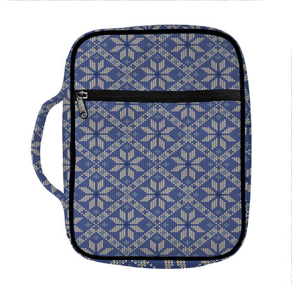 Snowflakes Knitted Pattern Print Front Pocket Bible Bag