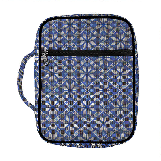 Snowflakes Knitted Pattern Print Front Pocket Bible Bag