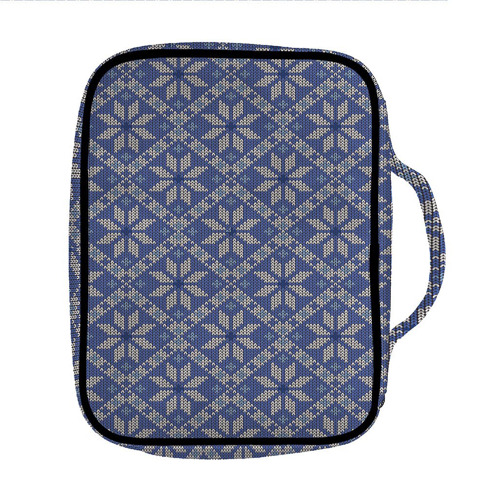 Snowflakes Knitted Pattern Print Front Pocket Bible Bag