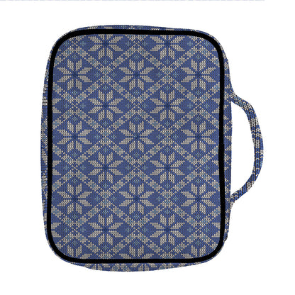 Snowflakes Knitted Pattern Print Front Pocket Bible Bag