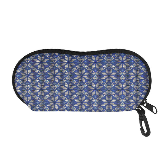 Snowflakes Knitted Pattern Print Glasses Case