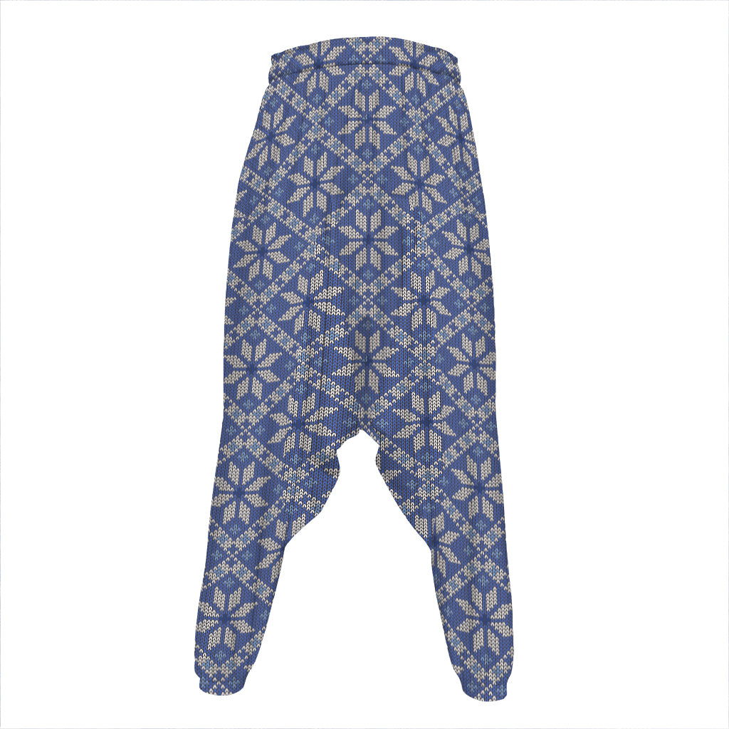 Snowflakes Knitted Pattern Print Hammer Pants