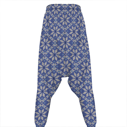 Snowflakes Knitted Pattern Print Hammer Pants