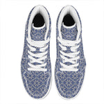 Snowflakes Knitted Pattern Print High Top Leather Sneakers