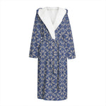 Snowflakes Knitted Pattern Print Hooded Bathrobe