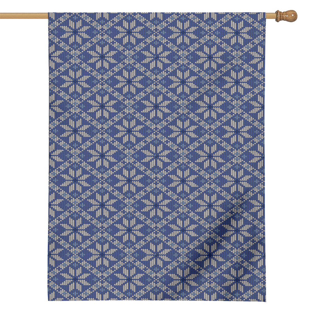 Snowflakes Knitted Pattern Print House Flag