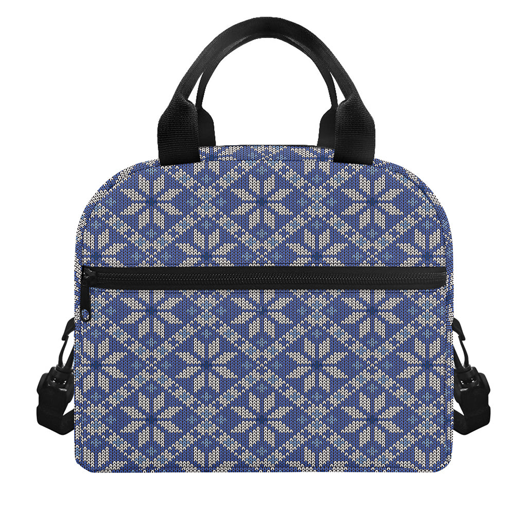 Snowflakes Knitted Pattern Print Insulated Lunch Bag
